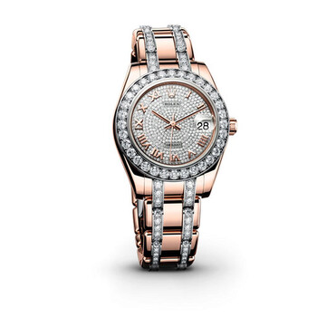 LadyDatejust Pearlmaster Diamond Pave Dial 18K Everose Gold DiamondSet Automatic Watch 81285CDRDPM