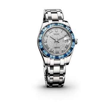 LadyDatejust Pearlmaster Diamond Pave Dial 18K White Gold Automatic Watch 81349CRRPM