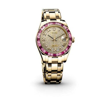 LadyDatejust Pearlmaster Diamond Pave Dial 18K Yellow Gold Automatic Watch 81348SSRPM
