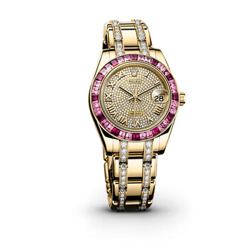 LadyDatejust Pearlmaster Diamond Pave Dial 18K Yellow Gold DiamondSet Automatic Watch 81348SSRDPM