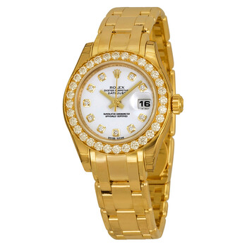 LadyDatejust Pearlmaster White Diamond Dial 18K Yellow Gold Automatic Watch 80298WDPM
