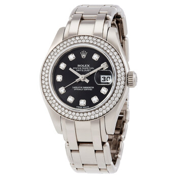 LadyDatejust White Gold Pearlmaster Automatic Diamond Black Dial Watch