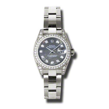 Lady Datejust 26 Black Mother of Pearl Dial 18K White Gold Oyster Bracelet Automatic Watch 179159BKMDO