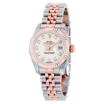 Lady Datejust 26 White Dial Stainless Steel and 18K Everose Gold Jubilee Bracelet Automatic Watch 179171WDJ
