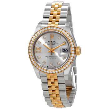 Lady Datejust Automatic Chronometer Diamond Silver Dial Watch