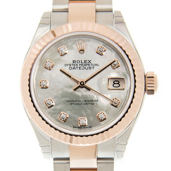 Lady Datejust Mother of Pearl Diamond Steel and 18K Everose Gold Oyster Watch 279171MDO