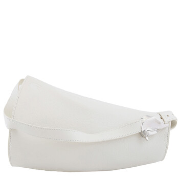 Large Leather Horn Bag in Almond