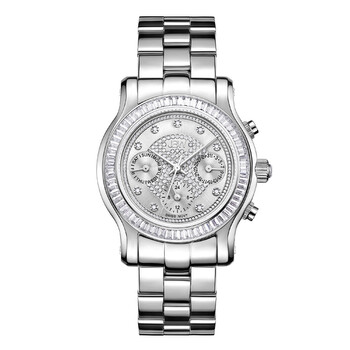 Laurel Silver MultiFunction Diamond Dial Steel Bracelet Watch J6330B