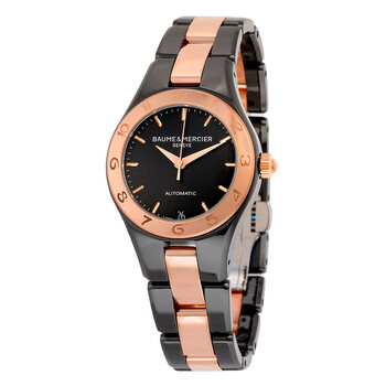 Linea Automatic Black Dial Black Ceramic and Rose Goldplated Stainless Steel Watch MOA10069