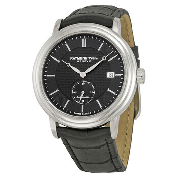 Maestro Black Dial Black Leather Watch 2838STC20001