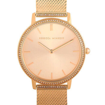 Major Quartz Crystal Rose Dial Watch