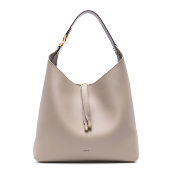 Marcie Hobo Bag In Grained Leather   Grey