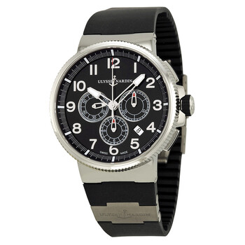 Marine Chronograph Black Dial Black Rubber Watch