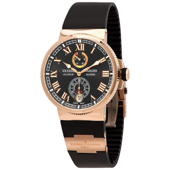 Marine Chronometer 18kt Rose Gold Automatic Black Dial Watch