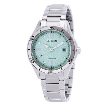 Marine Lady Crystal EcoDrive Green Dial Watch FE617088L