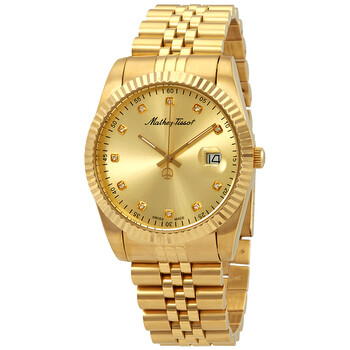 Mathey II Quartz Crystal Gold Dial Watch H710PDI