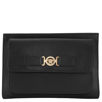 Medusa Plaque Calf Leather Clutch Bag