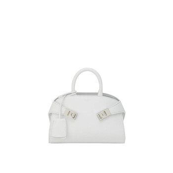 Mini Hug Leather Handbag In White
