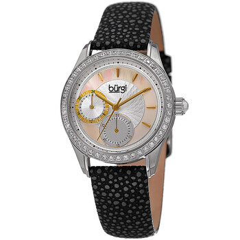 Mother Of Pearl Dial Black Polka Dot Leather Watch BUR160BK