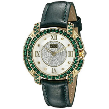 Mother Of Pearl Dial Green Crystal Watch BUR156GN