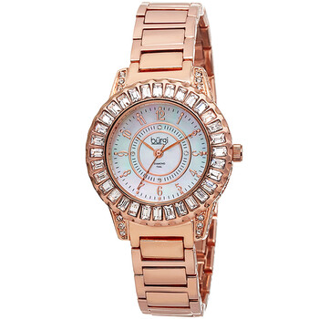 Mother of Pearl Dial Diamond Rose Goldtone Brass Watch BUR095RG