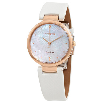 Mother of Pearl Dial White Satin Watch EM085322D