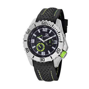 MultiFunction Black Dial Black Silicone Strap Watch JS53GN