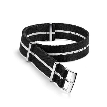 NATO Polyamide Black with White Stripe Watch Band O031CWZ010698