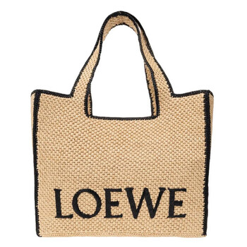Natural Raffia Large Font Tote Bag