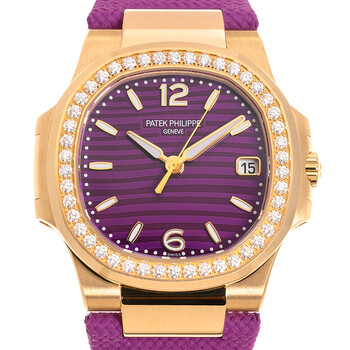 Nautilus Quartz Diamond Lacquered Purple Dial Watch 7010R013