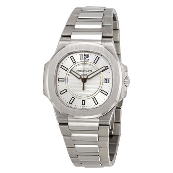 Nautilus Silvery White Dial 18kt White Gold Watch 70111G001