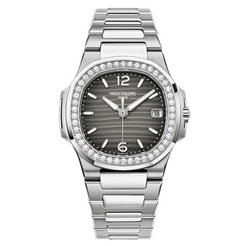 Nautilus Smoke Grey Dial 18 Carat White Gold Set With Diamonds Watch 70101G012