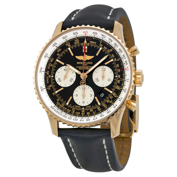 Navitimer 01 Chronograph Black Dial Black Leather Watch RB012012BA49BKLD