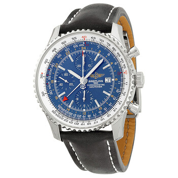 Navitimer World Chronograph Blue Dial Black Leather Watch A2432212C651BKLD