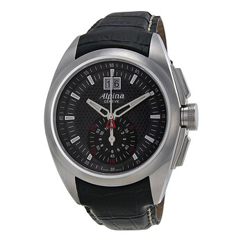 Nightlife Club Chronograph Black Dial Leather Strap Watch AL353B4RC6