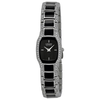 Normandie EcoDrive Black Dial Crystal Watch EW978057E