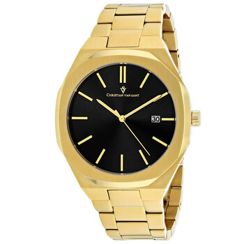 Octavius Slim Quartz Black Dial Watch CV0527