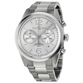 Officer Automatic Chronograph Silver Dial Watch BR126WHSTSS