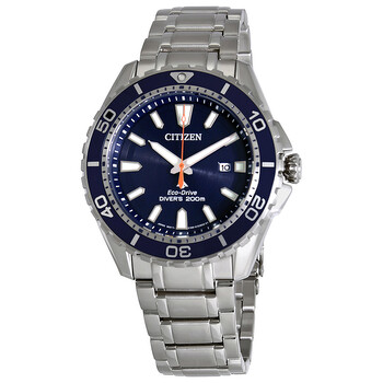 Open Box  Citizen Promaster Diver 200 Meters EcoDrive Blue Dial Steel Watch BN019155L