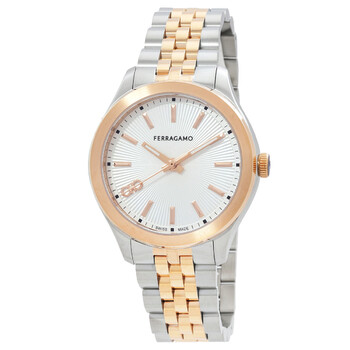 Open Box  Ferragamo New Lady Quartz Silver Dial TwoTone Watch SFU100323