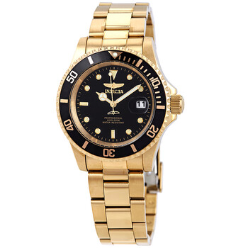 Open Box  Invicta Pro Diver Goldtone Black Dial 40 mm Watch