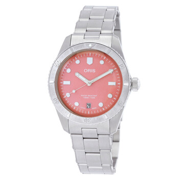 Oris Divers 38mm SixtyFive Automatic Cotton Candy Pink Dial Watch 01 733 7771 405807 8 19
