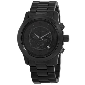 Oversized Runway Chronograph Quartz Black Dial Watch MK9073