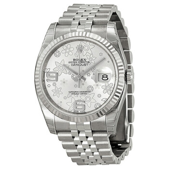 Oyster Perpetual 36 mm Silver floral Dial Stainless Steel Jubilee Bracelet Automatic Watch 116234SAFJ