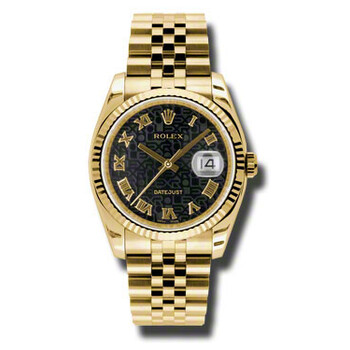 Oyster Perpetual Datejust 36 Black Dial 18K Yellow Gold Automatic Watch 116238BKJRJ