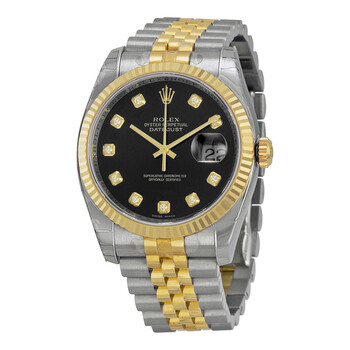 Oyster Perpetual Datejust 36 Black With 10 Diamonds Dial Stainless Steel and 18K Yellow Gold Jubilee Bracelet Automatic Watch 116233BKDJ