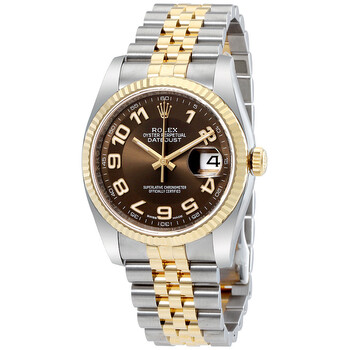 Oyster Perpetual Datejust 36 Brown Dial Stainless Steel and 18K Yellow Gold Jubilee Bracelet Automatic Watch 116233BRAJ