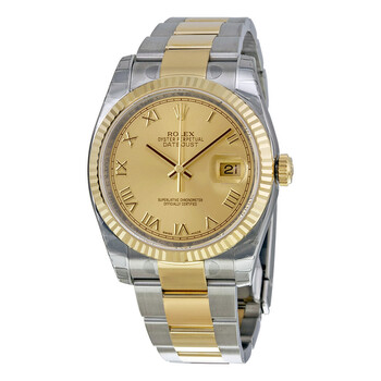 Oyster Perpetual Datejust 36 Champagne Dial Stainless Steel and 18K Yellow Gold Bracelet Automatic Watch 116233CRO