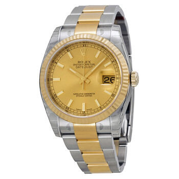 Oyster Perpetual Datejust 36 Champagne Dial Stainless Steel and 18K Yellow Gold Bracelet Automatic Watch 116233CSO