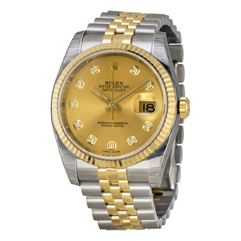 Oyster Perpetual Datejust 36 Champagne Dial Stainless Steel and 18K Yellow Gold Jubilee Bracelet Automatic Watch 116233CDJ